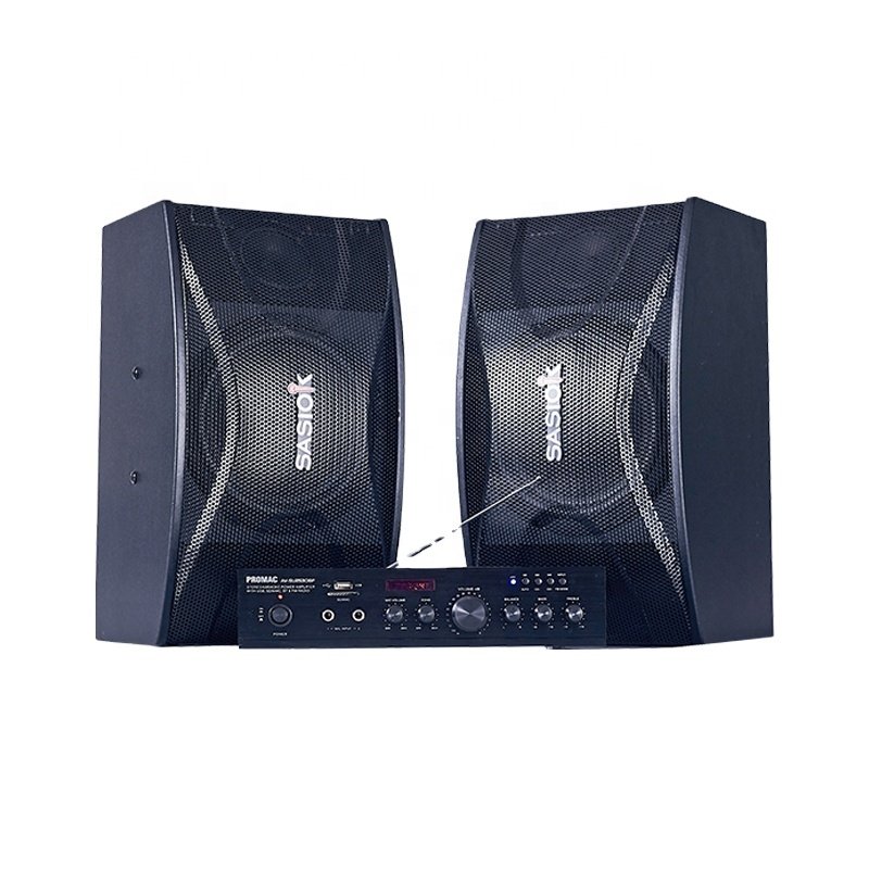 AV-2530 BT/USB/SD/MMC/AUX/FM Radio/Mic Echo/LED Stereo Blue-tooth Amplifier with 2x8" Speakers Home Karaoke Professional Set.